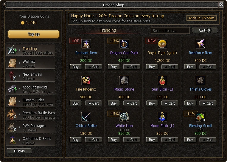 Dragon Shop window in the game