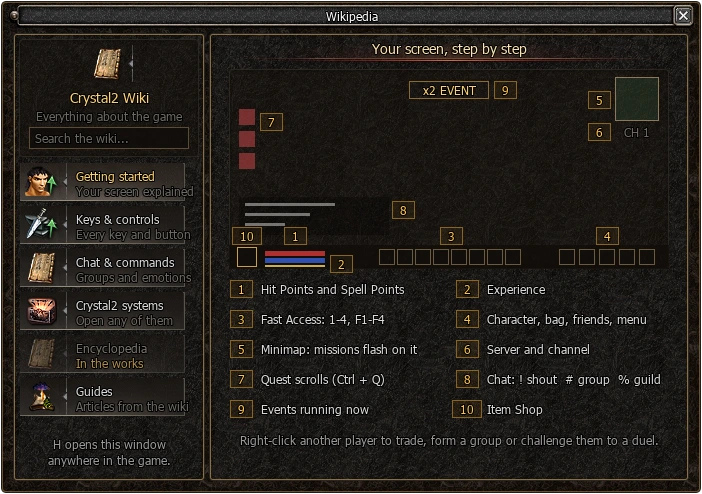 Crystal2 Wiki window in the game
